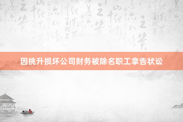 因挑升损坏公司财务被除名职工拿告状讼